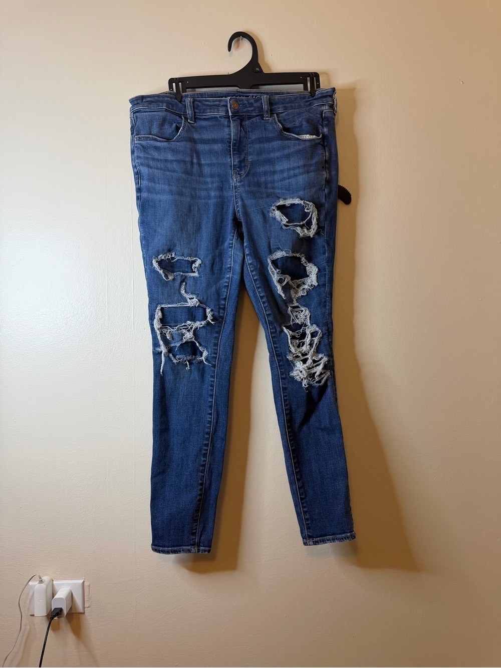 American Eagle Outfitters Blue Distressed Skinny Jeans
